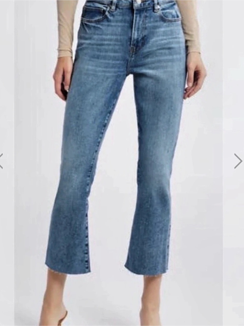 FRAME Le Crop Mini Boot Cropped Bootcut Jeans Blue Waist 26 distressed hem